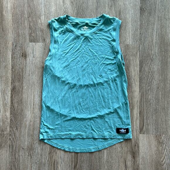 WodBottom High Low Muscle Tank Top High Neck Blue Size Small - Picture 1 of 4